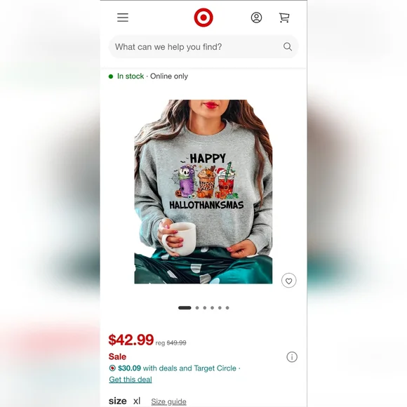 Women's Gray Holidays HalloThanksMas Sweatshirt Size M - Picture 5 of 5